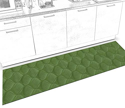 ANRO Läufer Flur Teppich Läufer Küchenläufer Küchenteppich Teppich Velours rutschfest waschbar für Flur, Schlafzimmer, Wohnzimmer, Küche Baker Grün 50 x 200cm