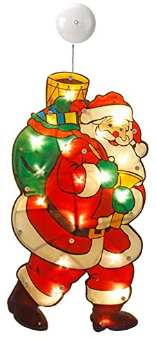Bseical Weihnachtslichter Fensterbank Batteriebetrieben, Leuchtende Deko Saugnapf LED, 3D Illusions Lampen Hängende Lichterkette, Weihnachtsdeko Amerikanisch für Warmweiß Licht (Santa)
