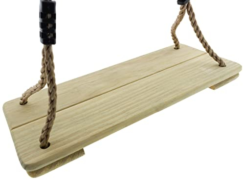 HOQ Schaukelsitz aus Holz bis 100 kg mit breiter Sitzfläche Schaukelbrett für Schaukeln mit Einer Höhe von 200 bis 260 cm