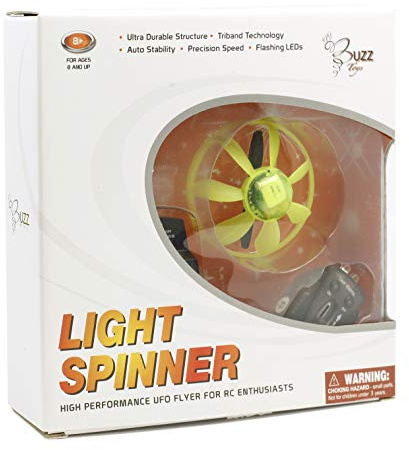 Buzz Toys Light Spinner - LED-Luftspielzeug UFO - Fernbedienbar - USB-Ladekabel & Batterien für Fernbedienung - Für alle Altersgruppen