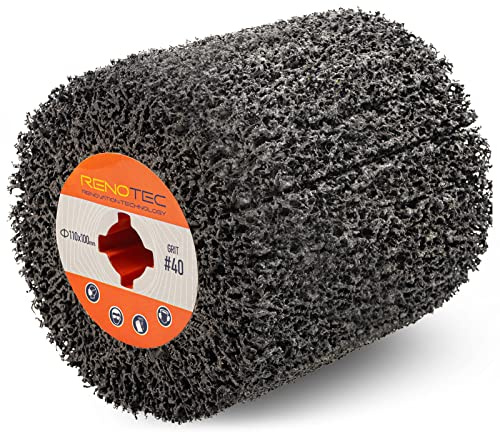 RENOTEC Black Cleaner Flap Wheels, Strip Drum, 110x100mm, 4 inch, for Pickling, Removing Rust, Paints, enamels, oxidations. for Burnishing Polishing Machine (40 GRIT)