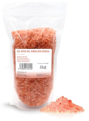 FRISAFRAN | Sal Rosa del Himalaya Gruesa 2kg | sal del himalaya | 100% Natural | sal fina | no refinada | sal himalaya | Alto contenido de minerales | Origen Natural