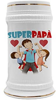 Boccale Birra Padre - Super Papà - eroe - superpapà - Dad - Compleanno - Festa Papà Regalo - Boccali da birra 500 ML