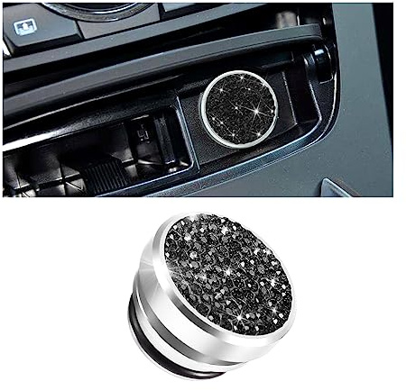 CGEAMDY Bling Car Cigarette Lighter Plug Cover, Dustproof Cigarette Lighter Socket Plug Cover Dust Cap with Rhinestones, Universal for Most Cars, Boat, RV, Car Accessories for Men Women(Black)