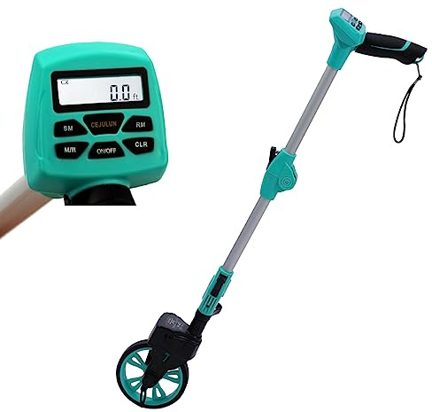 KATSU Digitales Messrad meterzähler Entfernungsmessrad 99999.9m mit LCD-Display, Klappbarem Griff aus Aluminiumlegierung, Rollrad mit 159 mm Durchmesser und Tragetasche, für Straßenvermesser