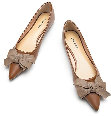 C.Paravano Ballerinas Damen Elegante und Bequeme Flachschuhe Spitze Ballerinas für den Alltag, Büro & Festliche Anlässe (40.5,Braun)