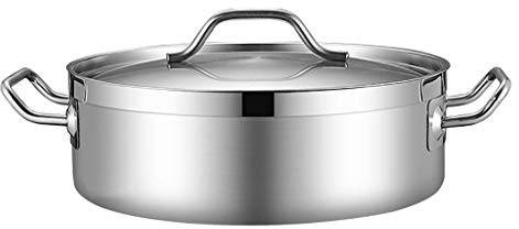 Stainless Steel Shallow Casserole Pan with Lid – Suitable for Induction/Ceramic Hob (30 * 10cm)