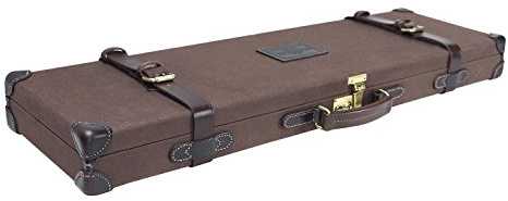 Tourbon Vintage Schrotflintenkoffer Hartschale Canvas & Leder Waffenaufbewahrung Flanell gepolstert Jagd Schießen