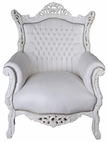 Sessel Polstersessel Thron XXL 84cm Weiss cat580b51 Palazzo Exklusiv