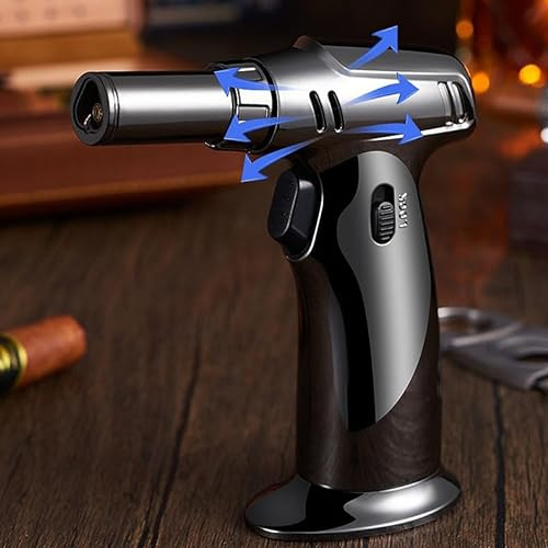 XUBX Sopletes De Cocina, Antorcha de Cocina, Soplete de Cocina, Recargable Profesional Antorcha Butano Encendedor Culinario con Cerradura de Seguridad y Llama Ajustable (Gas no Incluido)