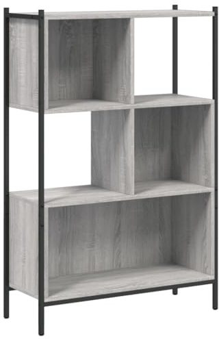 vidaXL Bücherregal, Regal mit viel Stauraum, Bücherschrank Standregal für Wohnzimmer Büro Schlafzimmer, Lagerregal Aktenregal, Grau Sonoma Holzwerkstoff