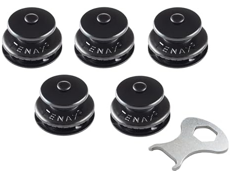 Tenax Knöpfe schwarz 5 Oberteile + 1 TENAX-Schlüssel
