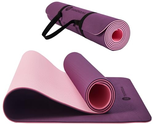 TASHIDROLMA Yogamatte Rutschfest, TPE Gymnastikmatte Mit Tragegurt, Sportmatte Für Fitnessstudio, Zuhause, Reisen, 183x61cm Dicke 6 mm
