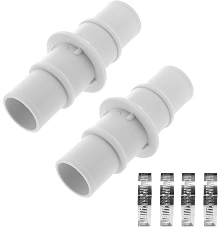 Schlauchverbinder 38mm, Poolschlauch Adapter Schlauchverbinder Adapter 32mm auf 38mm Pool Schlauchadapter mit Schlauchschellen Poolschlauch für Den Pool (2pcs)
