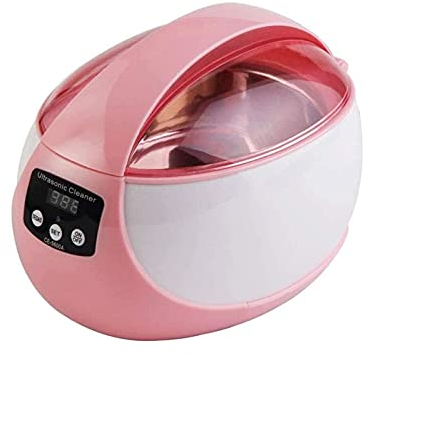 Pulitore ad ultrasuoni Macchina per la Pulizia Professionale di Gioielli sonici per detergenti per Occhiali Domestici Gioielli Orologi Anelli Collane Protesi Monete,Rosa