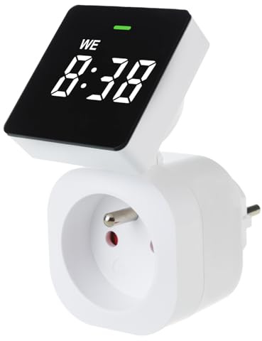 Green Blue Digitale Zeitschaltuhr mit 8 individuell einstellbaren Programmen Maximale Belastung 16A/3680W LCD Display Schutzart IP20 für den Innenbereich (GB610 E) (Französisch Stecker E)