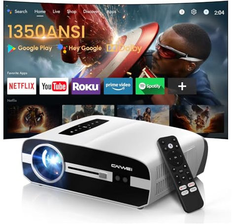 4K Daylight Projector Google TV 2200 ANSI Lumens, HDR10 Smart Home Theater Projector with WiFi6 Bluetooth, TOF Autofocus, Dolby Audio,3-Brightness, HDMI Outdoor Movie Projector
