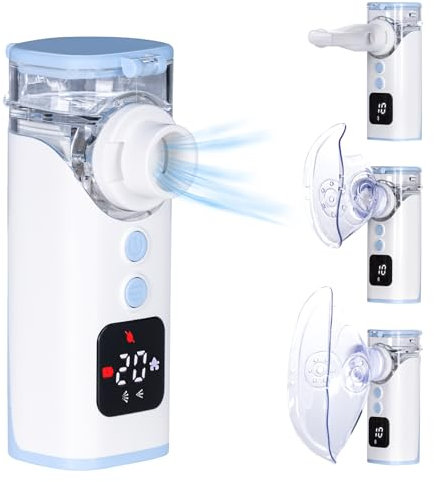 HITHINKMED Inhalationsgerät kinder, Wiederaufladbarer Inhalator mit Countdown-Timer und Automatischer Reinigungsfunktion, Inhaliergeräte für Erwachsene Für den Heim- und Reisegebrauch (Blau)
