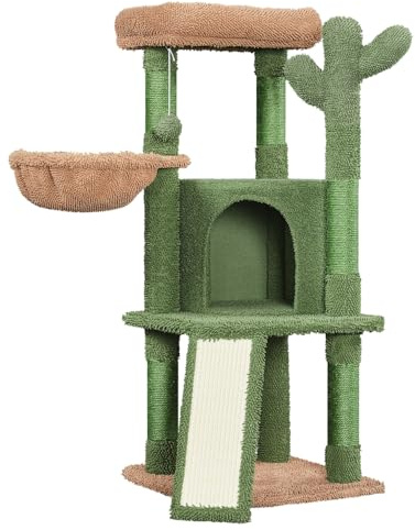 Soberine Albero per Gatti Tiragraffi Design Cactus Torre per Gatti Gioco Altezza 106,5 cm Verde e Marrone