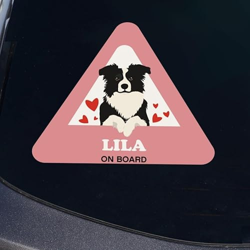 Wanapix | Adesivo Cane Personalizzato Auto | Triangolo 15x13cm | Border Collie