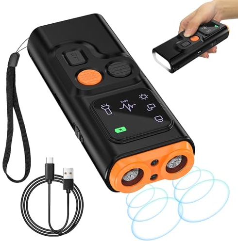 Bubbacare Antibell-Ultraschallgerät, Antibell-Gerät Für Hunde Mit Zwei Modi Und LED-Anzeige Und Taschenlampe, Handgehaltenes Antibell-Gerät Für Hunde, Wiederaufladbares Antibell-Gerät Für Hunde
