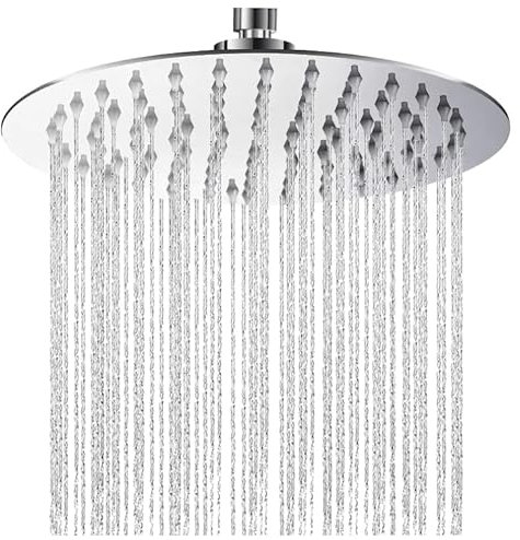 Soffione doccia a pioggia in acciaio inox da 8 pollici, autopulente, soffione doccia a pioggia, a risparmio energetico, a risparmio energetico, a 360° regolabile, cromato
