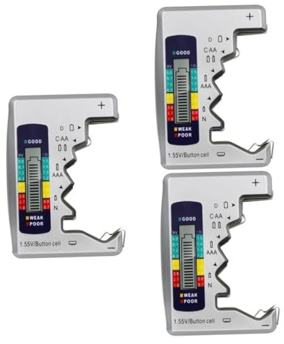 DOITOOL 3 Stück digitaler Batterietester batterie anzeige akkulaubsauger Batterieüberprüfung batterie-tester Batterietests digitaler Batterieprüfer Batteriezellentester Silver