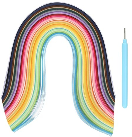 sourcing map Paper Quilling Kit, 21.3 Inch 7mm 50 Colors Paper Quilling Strips with Blue Pen for Beginners DIY Hand Crafts Teaching Tools Flower Decoration(Multi-Colored, Pack of 500)