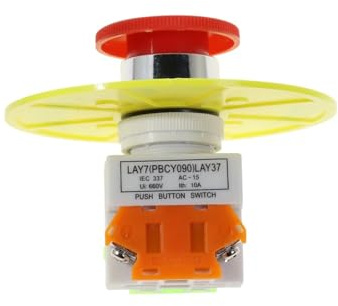AC 660V 10A Shell Red Sign Emergency Stop Mushroom Push Button Switch BIANMTSW