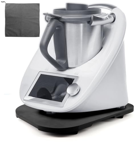 Scettar Gleitbrett für Thermomix TM6 TM5 Gleitbrett Für Thermomix mit Rollen Hochwertiges Bambusbrett für den Thermomix（Schwarz）