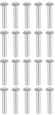 sourcing map 200 remaches de cabeza de soldador, M5 x 25 mm, de aluminio sólido con cabeza de cúpula para barcos, aviones, maquinaria, unión y reparación, tono plateado