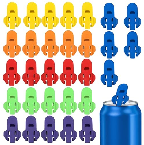 Ring Pull Can Opener Aid, 30 Pack Easy Tab Opener and Drink Protector, Colorful Can Covers for UK Drinks Cans, Soda Beer Beverage Sealed Can Openers for Summer Picnics, Camping, Family Gatherings