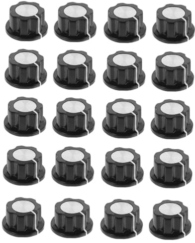 Ciieeo 20 Stück Bakelit Potentiometer Drehregler Knöpfe mit Stellschraube Verstellbare Drehknöpfe für Gitarrenverstärker Lautsprecher und Synthesizer Staubresistent und Ergonomisch