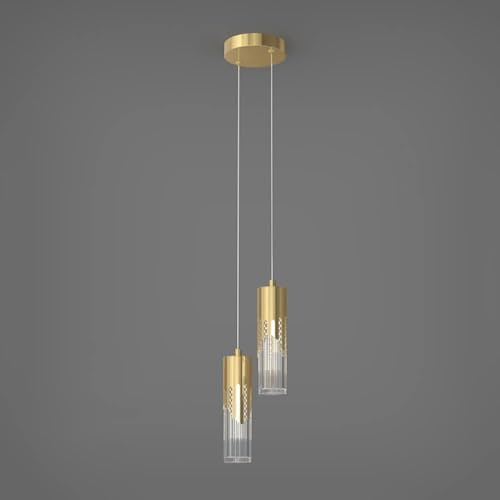 Lámpara colgante LED regulable de latón con personalidad, lámpara colgante moderna for mesita de noche, accesorio de iluminación suspendido ajustable,luminaria LED