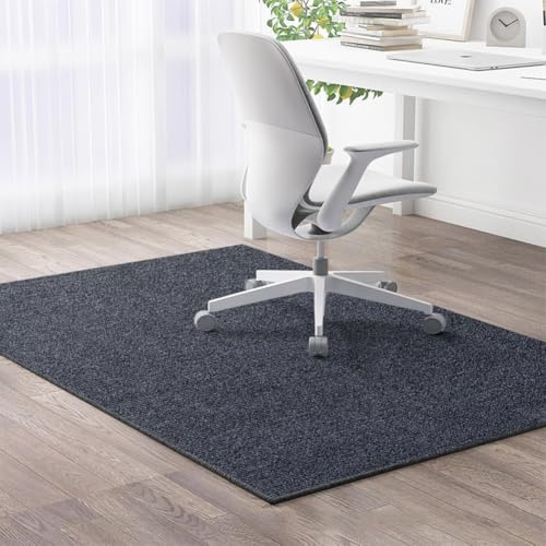 Grande tappetino per sedia da ufficio, moquette e legno duro, spessore 6 mm, antiscivolo, per sedie a rotelle per pavimenti in legno (nero, 120 x 180 cm)
