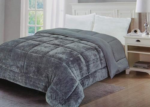 Corredocasa Trapunta piumone Coral Tinta Unita Caldo Vellutata Cinigliata Invernale Made in Italy per Un Letto Morbido Piumino 4 Stagioni Double Face (Grigio, Una Piazza e Mezza)