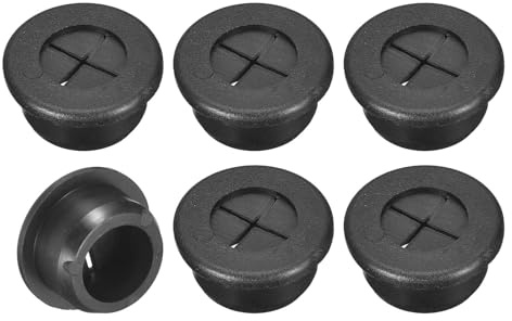 TA-VIGOR 6Pcs Rubber Desk Cable Grommet, 13/16 Inch (20mm) Flexible Cable Hole Cover for Office Desk & Worktops, Quiet Wire Organiser with Tight Fit Cable Port – Black