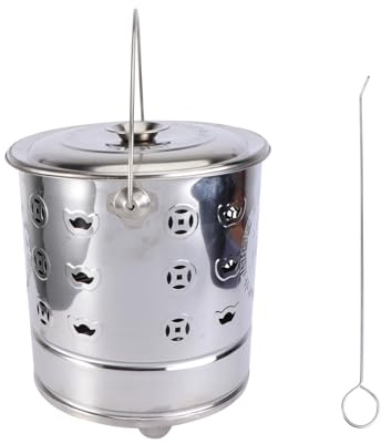 Gadpiparty Inceneritore in Acciaio Inossidabile Per Cortile, Forno Portatile Per Bruciare Carta e Rifiuti Domestici, Set 2 Pezzi Barile e Pinza, Ventilazione Integrata Per Combustione Efficiente