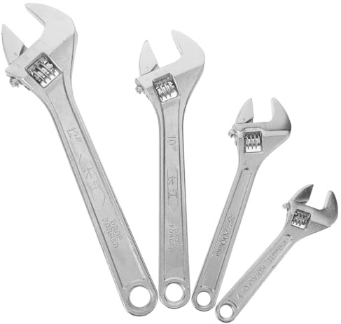DOITOOL Jeu de Clés à Molette Réglables 4 Pièces en Fer Massif Clé Auto-Ajustable Portable pour Plomberie Réparations Maison et Entretien Automobile