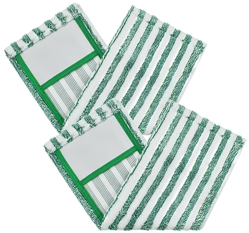 CLISPEED Lot de 2 Lingettes de Rechange pour Balai en Microfibre Compatible avec Balai Plat, Lavables et Réutilisables, Vert Foncé, pour Nettoyage Humide et Sec, Absorbantes et Adaptées