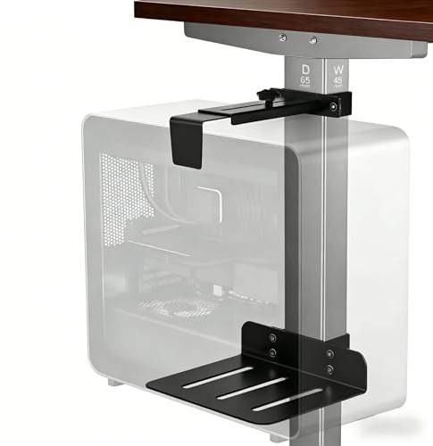 MIHAWK PC Halterung unter Schreibtisch ohne Bohren 45x65 mm Schwarz | Ohne Bohren montierbar,Nur für rechteckige Tischbeine 45 × 65 mm geeignet，Stabile PC-Halterung für Computergehäuse bis 18 kg，