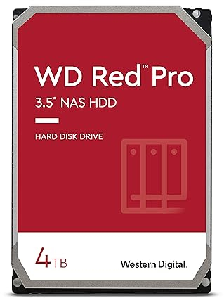 WD Red Pro 4TB NAS 3.5 Internal Hard Drive - 7200 RPM Class, SATA 6 Gb/s, CMR Recording Technology, 256MB Cache