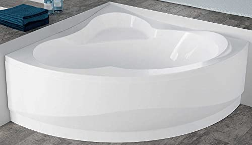 Novellini Una Vasca da Bagno Standard Con Telaio 135x135 H55 cm Forma Esterna Tonda Curva Semicircolare Simmetrica Interna Ovale Angolare Reversibile Pannello Colonna Erogatore Acrilico Bianco Lucido