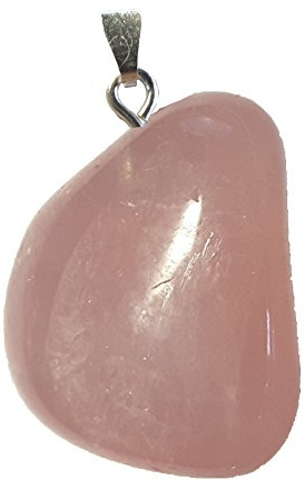 KRIO – 1 x Rosenquarz Handschmeichler als Anhänger mit Silberöse - Größe M (Rosenquarz 2)