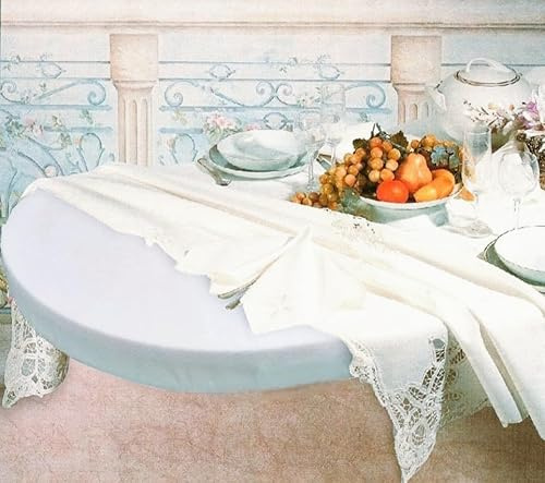 SpazioTessile - Mollettone Tavolo Ovale con Elastico Perimentrale, Copritavolo Salvatavolo Sottotovaglia, 100% Cotone Garzato, Antiurto, Lavabile 60°, 150x290cm per Tavolo 120x240, 15 Misure