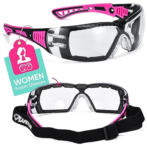 SAFEYEAR Lunettes de sécurité Lunettes de Protection - SG010FM Femmes Hommes Rouges avec Protection Anti-Rayures et Anti-buée pour tir de Chimie de Laboratoire Sportif (Rouge)