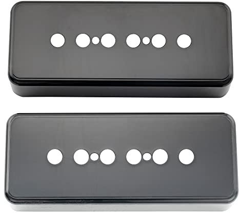 Musiclily Pro 48mm P90 Soapbar Tonabnehmer Pickup Kappen Schwarz 2 Stück | Plastik, für Import LP SG E-Gitarre