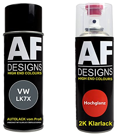 Alex Flittner Designs Spraydose Set für VW LK7X Islandgrau Pearl 2K | Autolack-Spraydosen-Set für VW Farbcode: LK7X Islandgrau Pearl