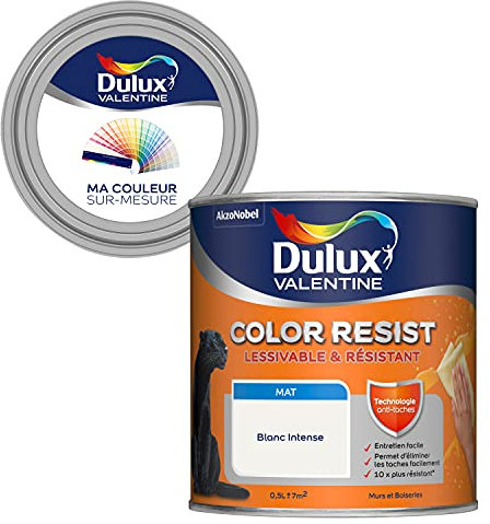 Ma Couleur Sur-Mesure par Dulux Valentine – Peinture Intérieure Murs, Plafonds, Boiseries - Palette Sens, Pièce à Vivre Mat, Blanc Intense , 0,5 L
