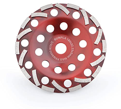 Gunpla Diamant Schleiftopf 180 mm x 22,2 mm Diamanttopfschleifer Schleifscheibe Schleifteller für Beton Fliesenkleber und Mauerwerk